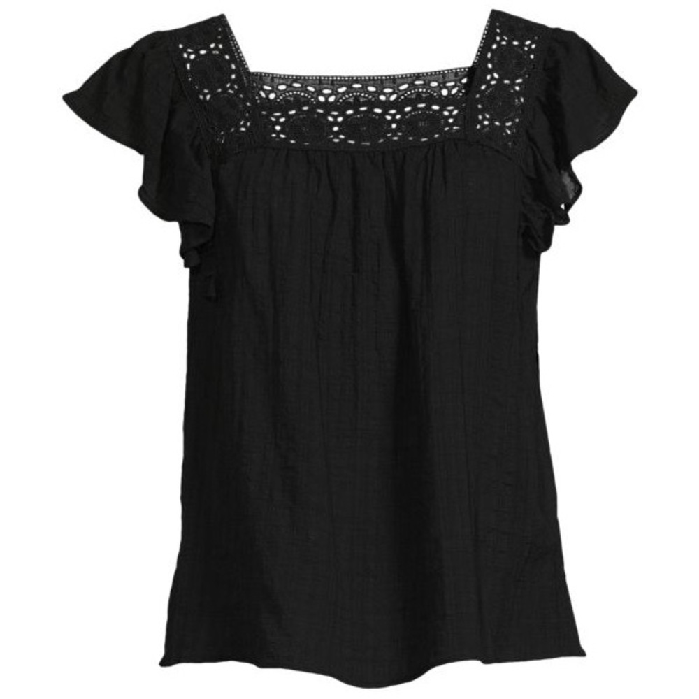 MAX STUDIO blouse Lace Trim Ruffle Top